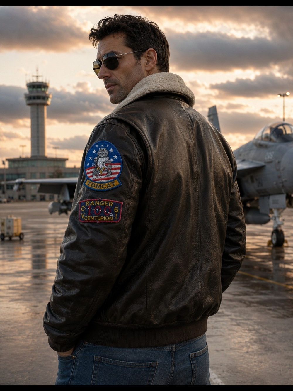 Paramount Top Gun Maverick Bomber Jacket Adult Large Faux Leather Sherpa Collar